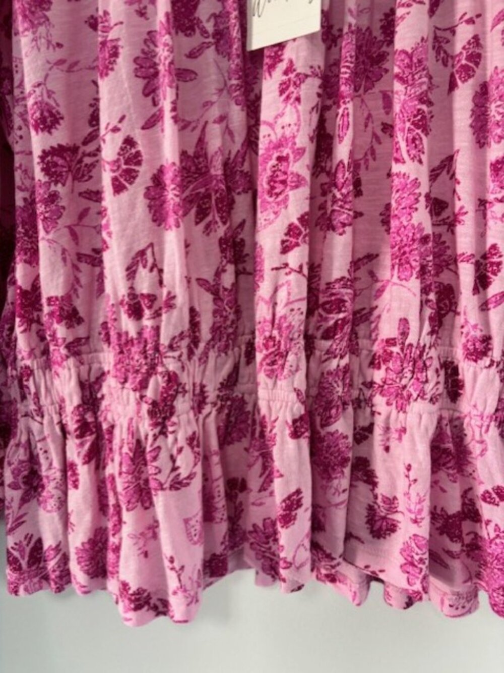 Wonderly NWT L Pink Floral Long Sleeve Peasant Top On Off Shoulder Boho Flowy - Picture 3 of 7